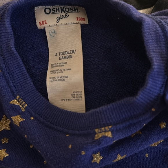 Oshkosh purple with gold stars ✨ sweatshirt, has pockets, size 4 - Picture 5 of 5
